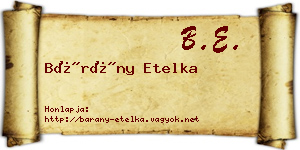 Bárány Etelka névjegykártya