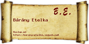 Bárány Etelka névjegykártya